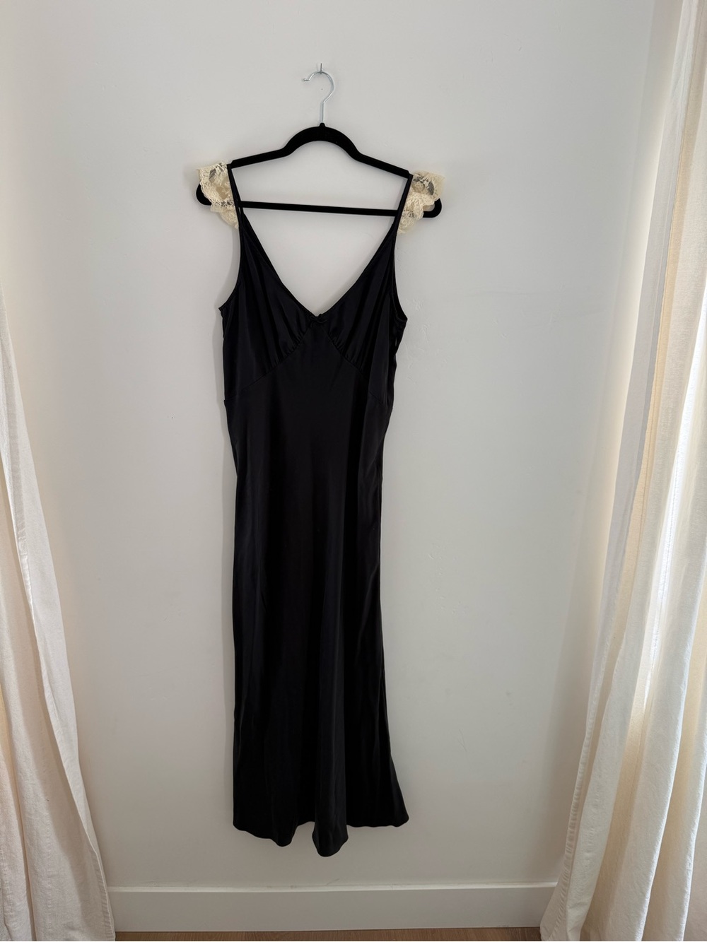 Doen Black Silk Slip Dress